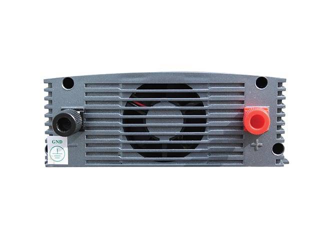 Rear view of Samlex 600W Pure Sine Wave Inverter with fan, GND port. Ideal for Cabin Depot setups, offering reliable power conversion.