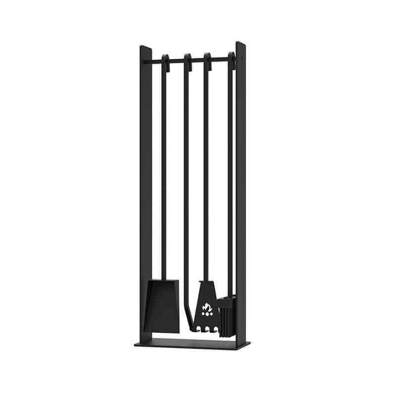 INEO Fireplace Tool Set with poker, broom, shovel, scraper, 28 5/8'' height, contemporary design, perfect for wood-burning maintenance - Cabin Depot