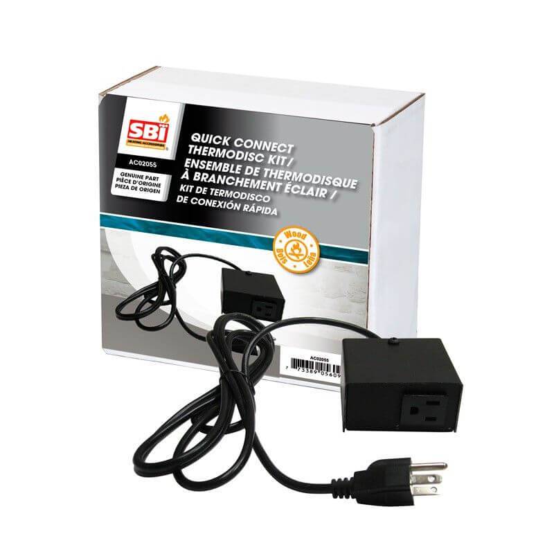 SBI Quick Connect Thermodisk Kit, Cabin Depot - Automatic blower activation for wood stoves, easy install with 8' power cord.