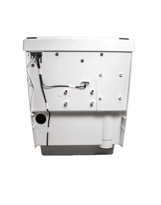 Separett Tiny 1271 Toilet rear view showcasing compact design, ideal for small spaces like RVs and cabins. Available at Cabin Depot.
