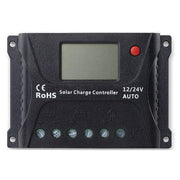 SRNE 10A PWM Charge Controller with 12V/24V auto recognition by Cabin Depot, featuring 3-stage PWM charging for battery longevity