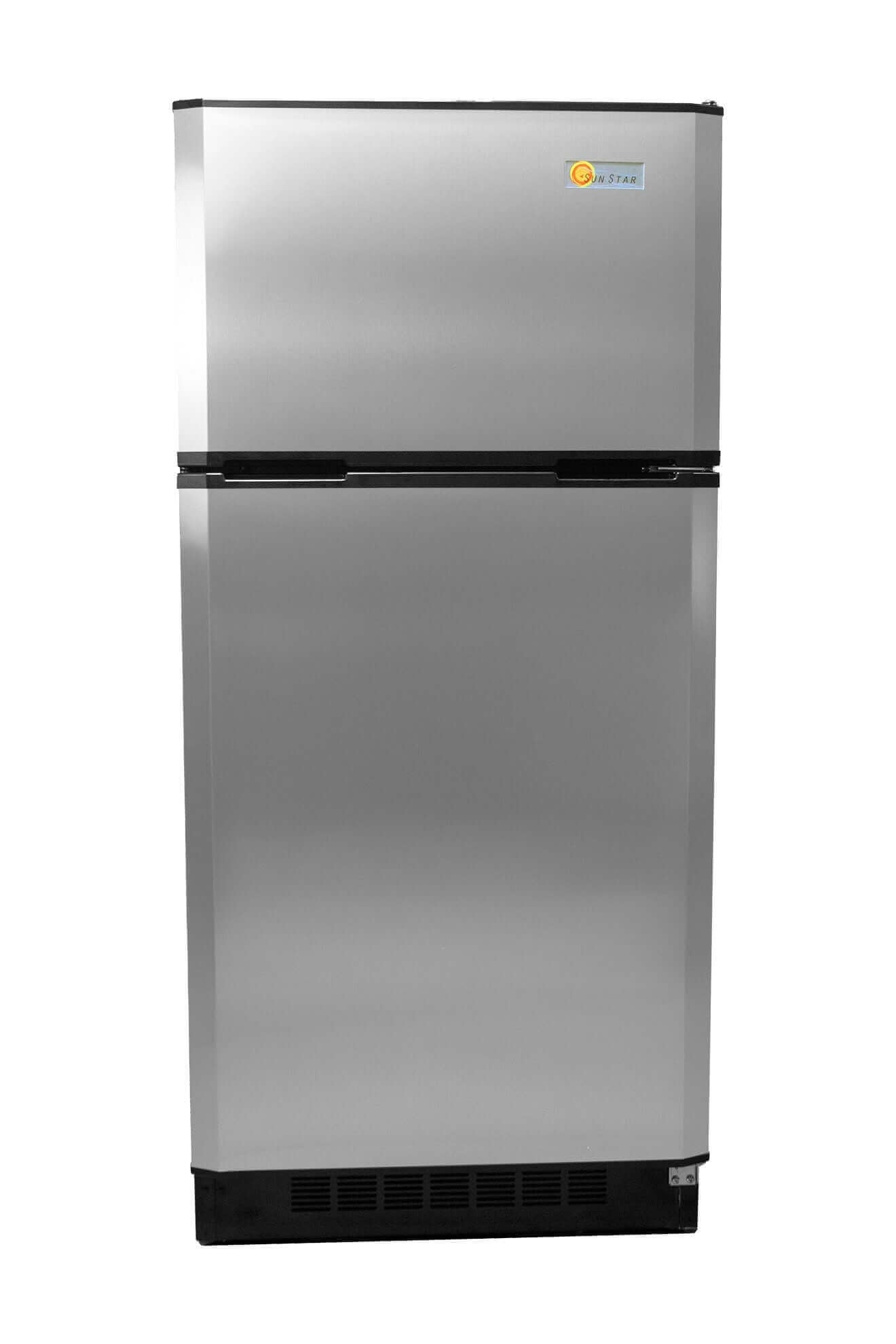 SunStar 16CU solar/DC refrigerator stainless steel, off-grid, dual compressors, Cabin Depot exclusive.
