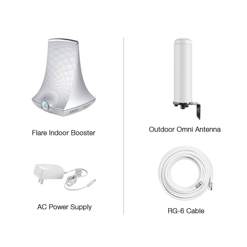 SureCall Flare 3.0 Signal Booster Kit with Flare Indoor Booster, Outdoor Omni Antenna, AC Power Supply, and RG-6 Cable from Cabin Depot