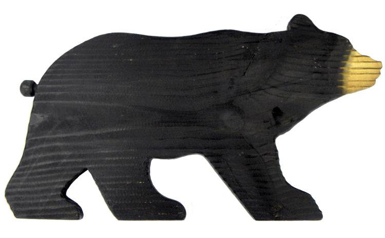 Hand-carved bear cribbage board from Cabin Depot, made of real wood with hidden game peg storage; rustic decor for cabins.