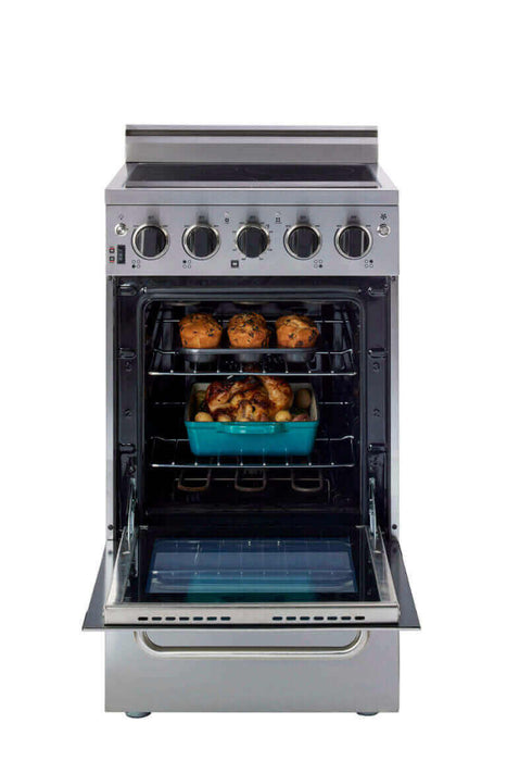 Unique 20" Prestige Convection Electric Range in Stainless Steel by Cabin Depot with SmoothTop and Hot Burner Indicator.