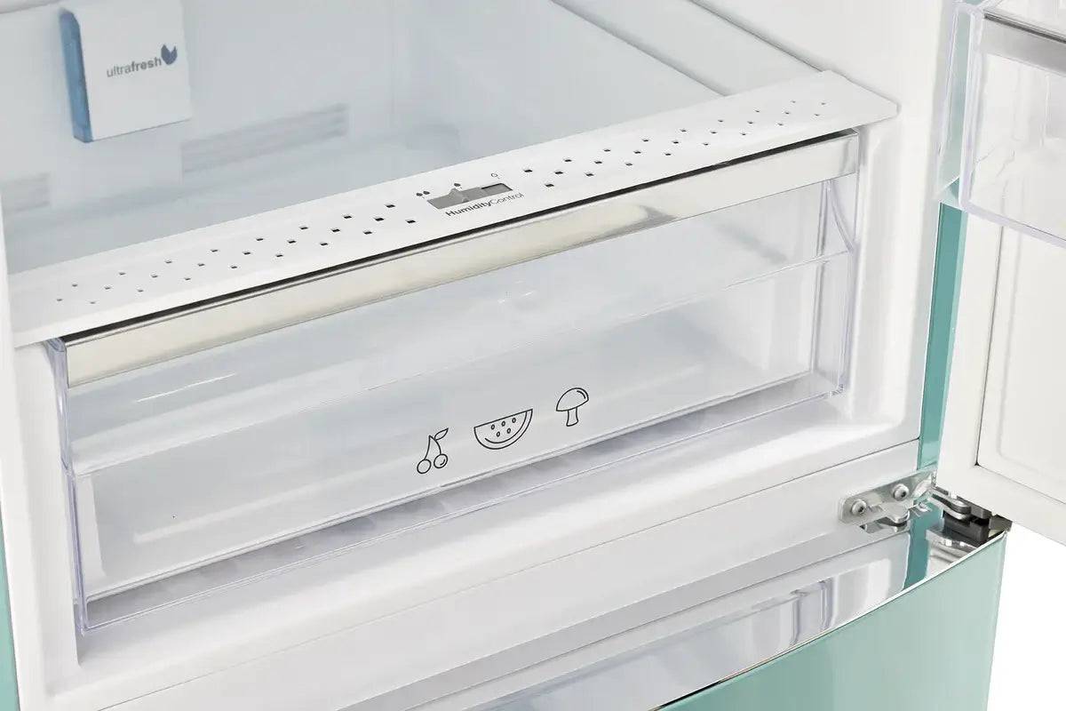 Interior view of Unique 12 Cu/Ft Classic Retro Bottom Mount Refrigerator drawer, available at Cabin Depot for sale.