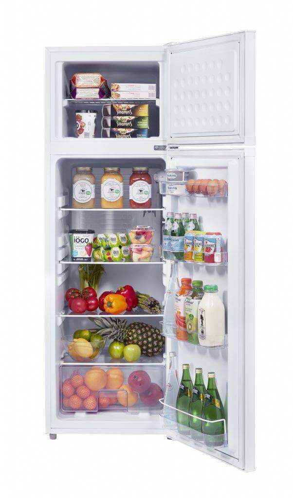 Unique 9 Cu/Ft Solar Powered DC Fridge with freezer, energy-efficient and perfect for off-grid cabins, available at Cabin Depot.
