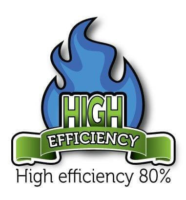 High efficiency 80% logo for energy-saving products at Cabin Depot.