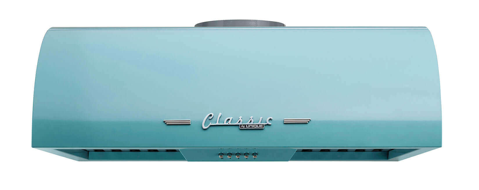 Unique 24" Classic Retro Range Hood in teal, perfect for cooking spaces, available at Cabin Depot.
