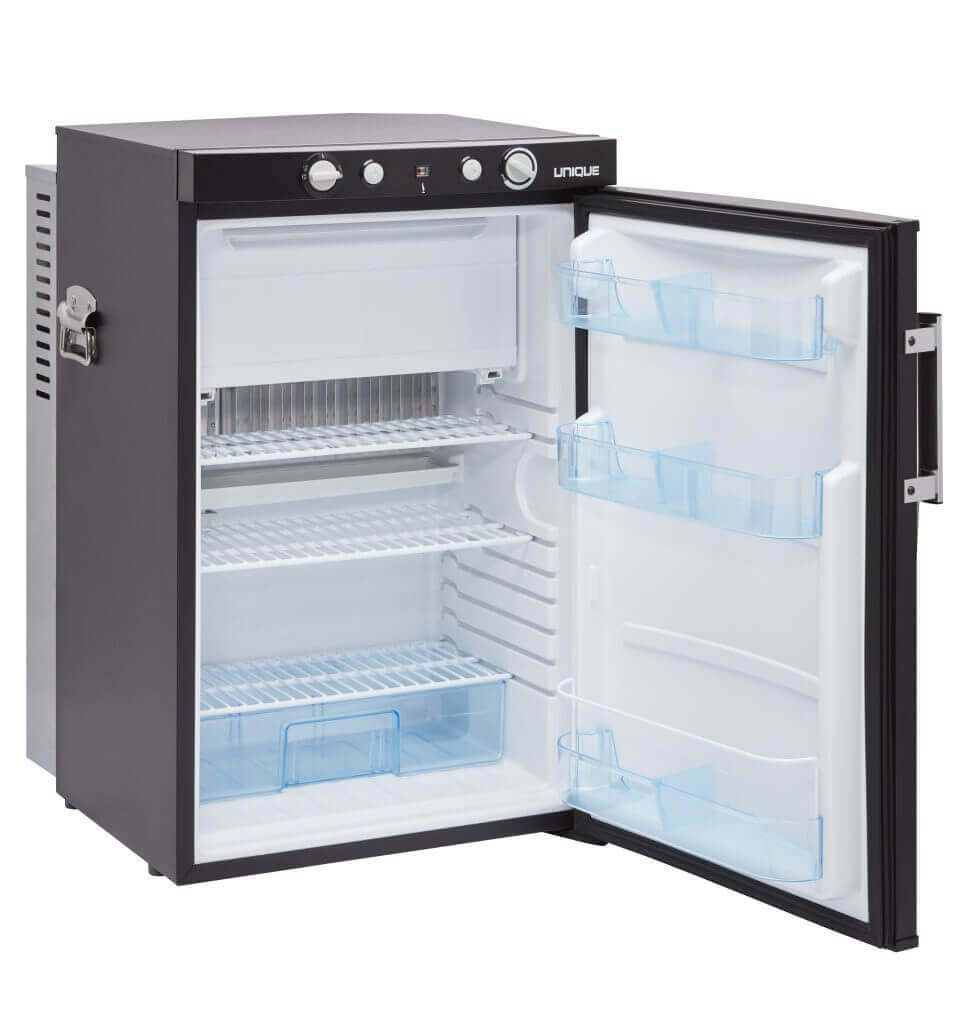 UNIQUE 3 CU/FT Propane Fridge with Freezer (LPG/110V/12V) - Black – by Unique | Available at Cabin Depot USA