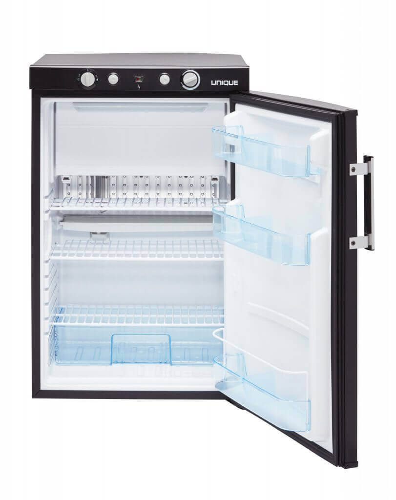 UNIQUE 3 CU/FT Propane Fridge with Freezer (LPG/110V/12V) - Black – by Unique | Available at Cabin Depot USA