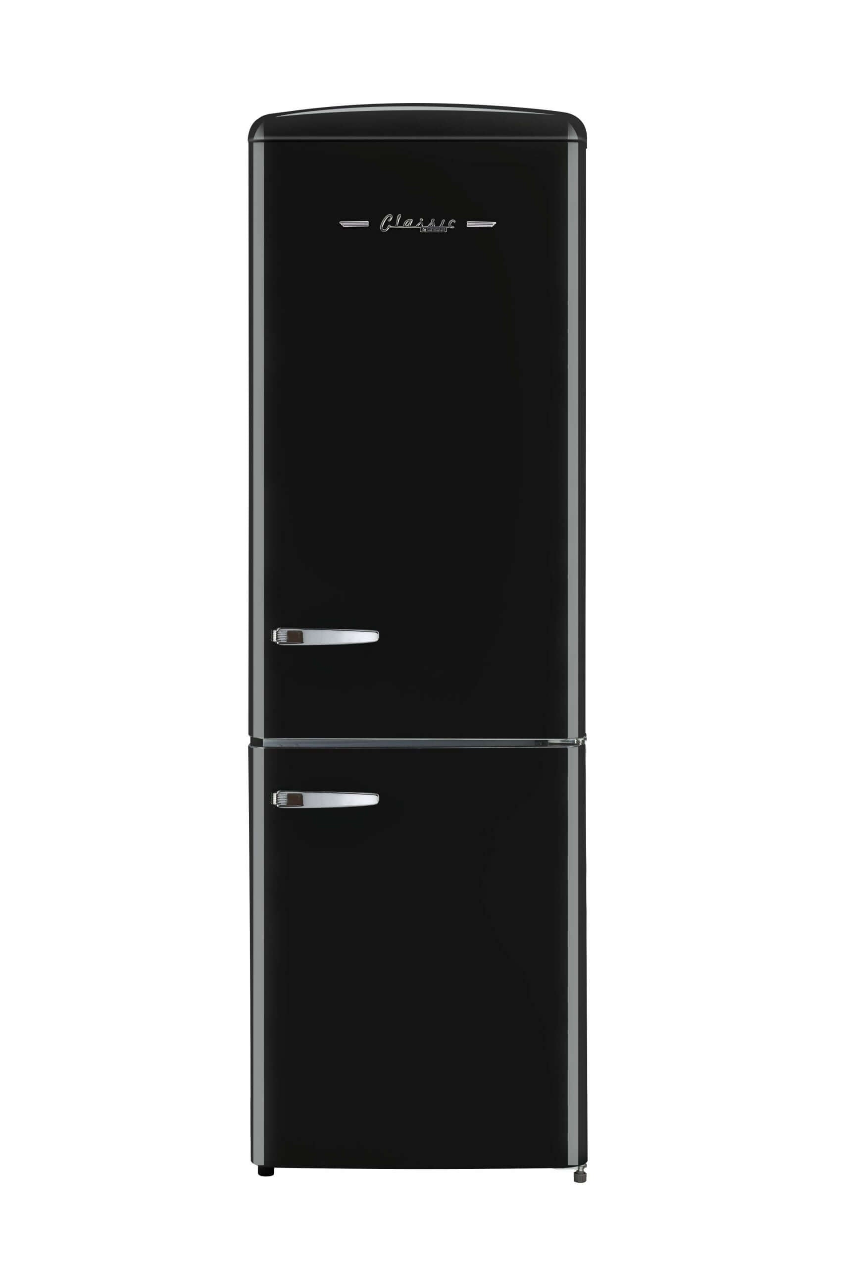 Unique Retro Electric Bottom Mount Refrigerator 12 cu. ft. in black, available at Cabin Depot. Stylish and spacious retro design.