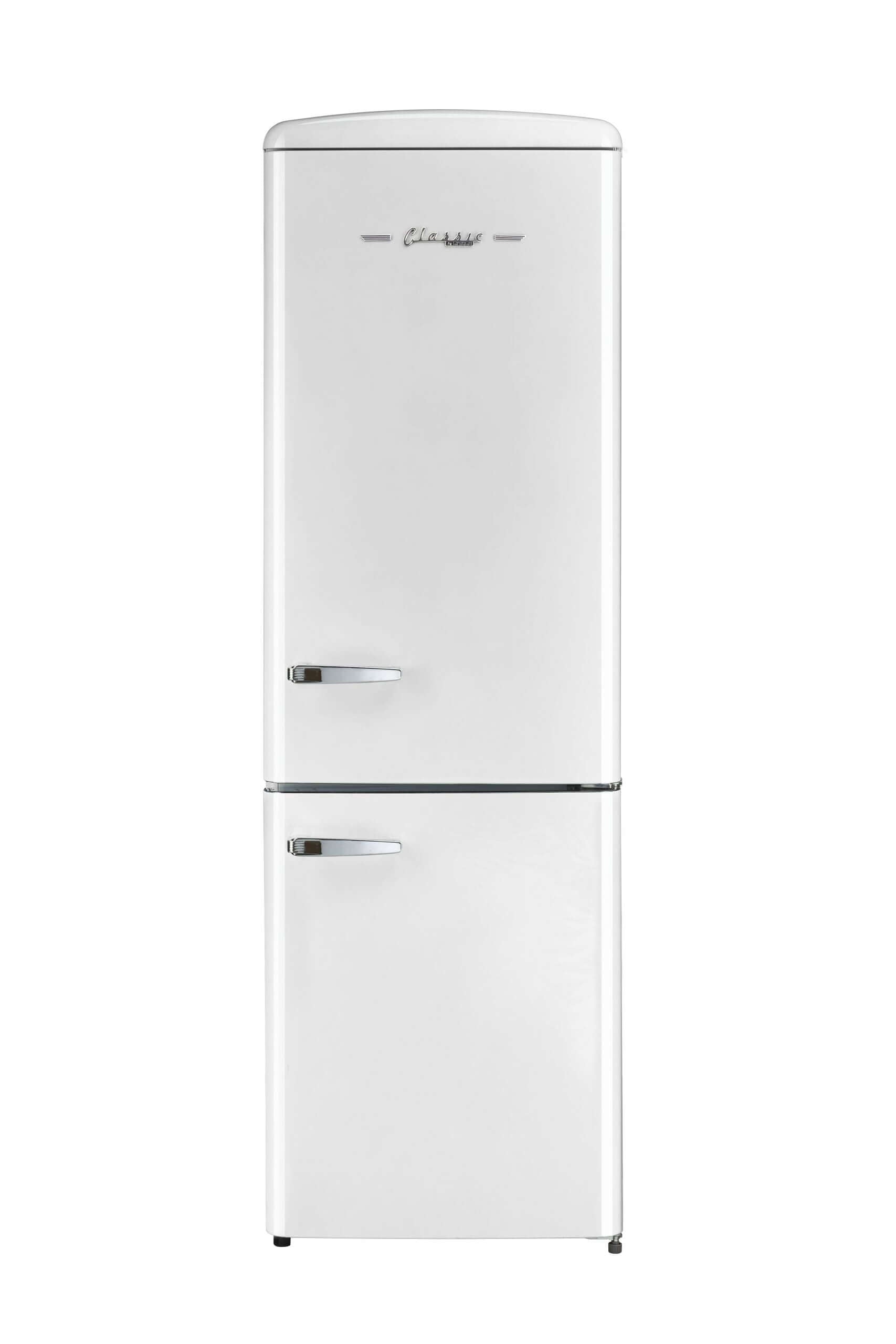 Unique 12 Cu/Ft Classic Retro AC Refrigerator from Cabin Depot with bottom mount freezer, vintage design for ample food storage.